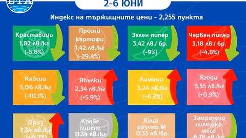 Запазва се спад в цените на зеленчуците и основни хранителни продукти