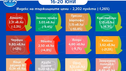 Значителен спад в цените на зеленчуци и плодове на тържищата у нас